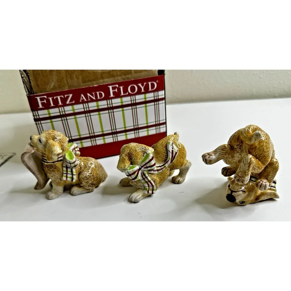 Fitz & Floyd Dog Tumblers 3 Dear Santa Please Bring Me a Puppy Figures Macy's